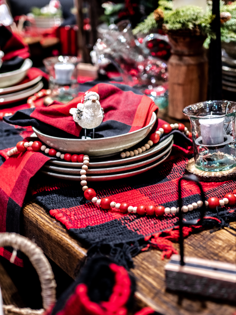 whimsical table setting with beads