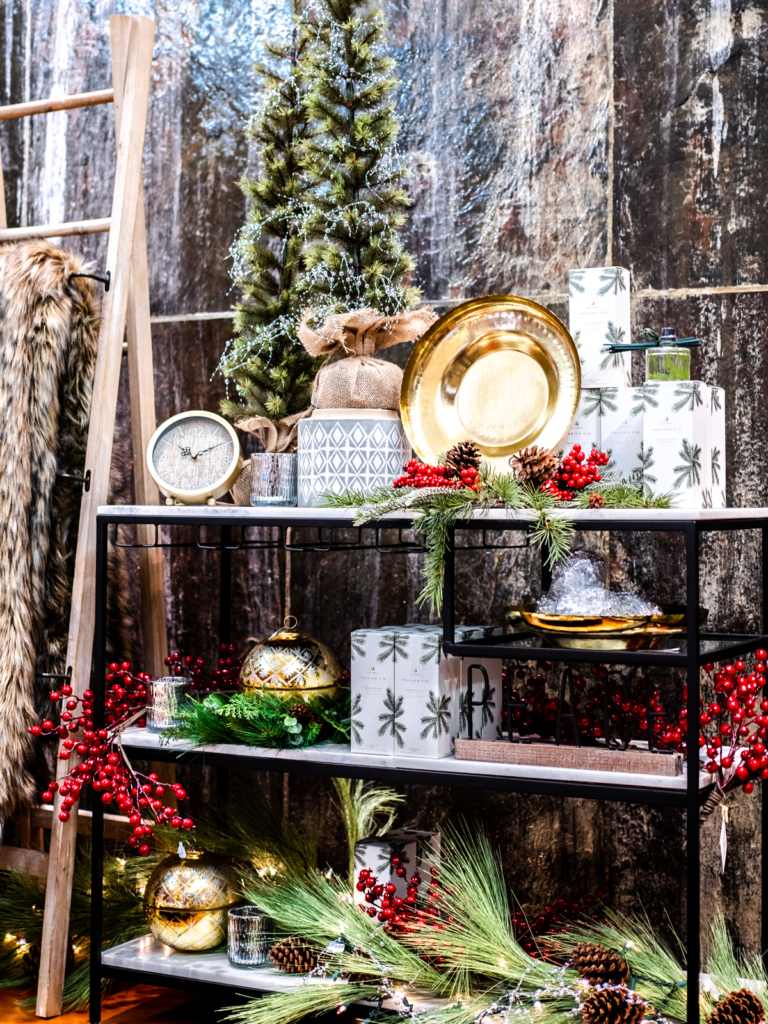 shelving with holiday scents